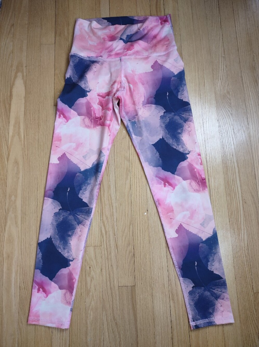 Greenfit Pink Floral Watercolor High-Waisted Leggings One Size